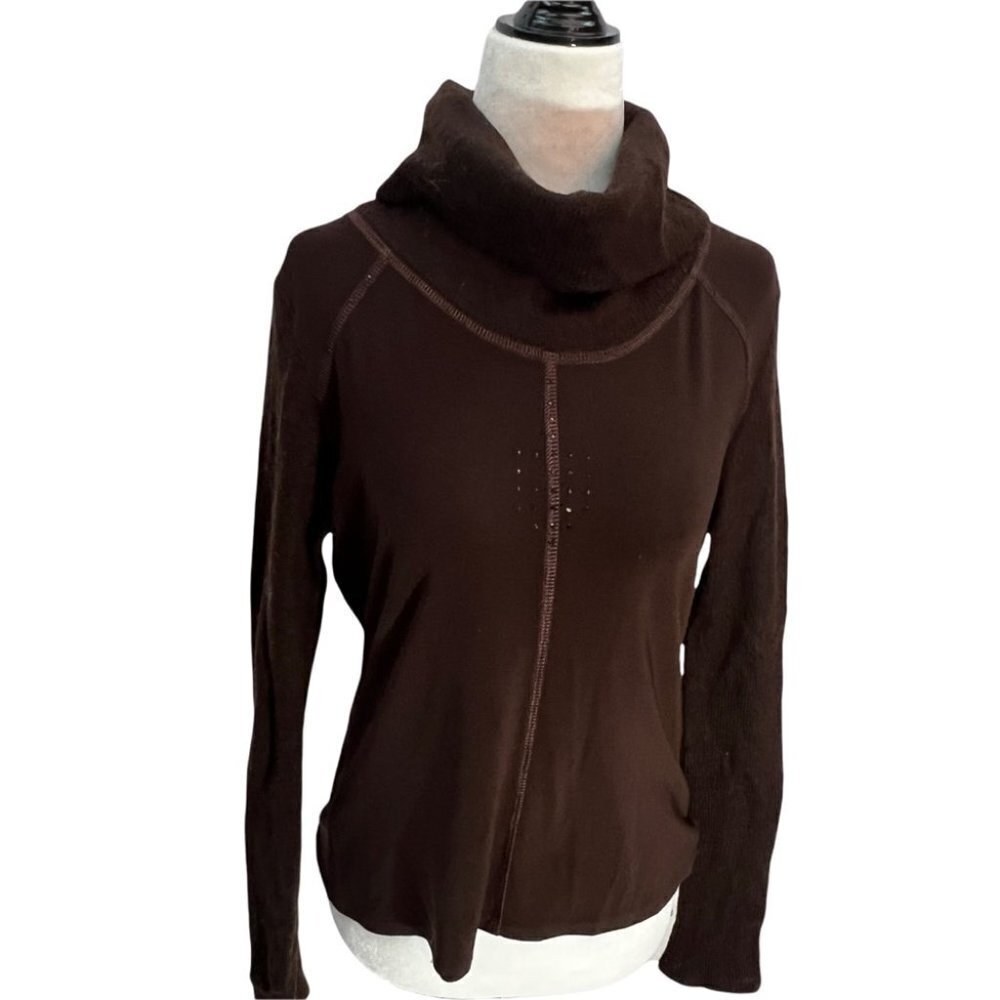 vintage 90's Vex🤎Wool Blend Brown Cowl Neck Sweater Size S